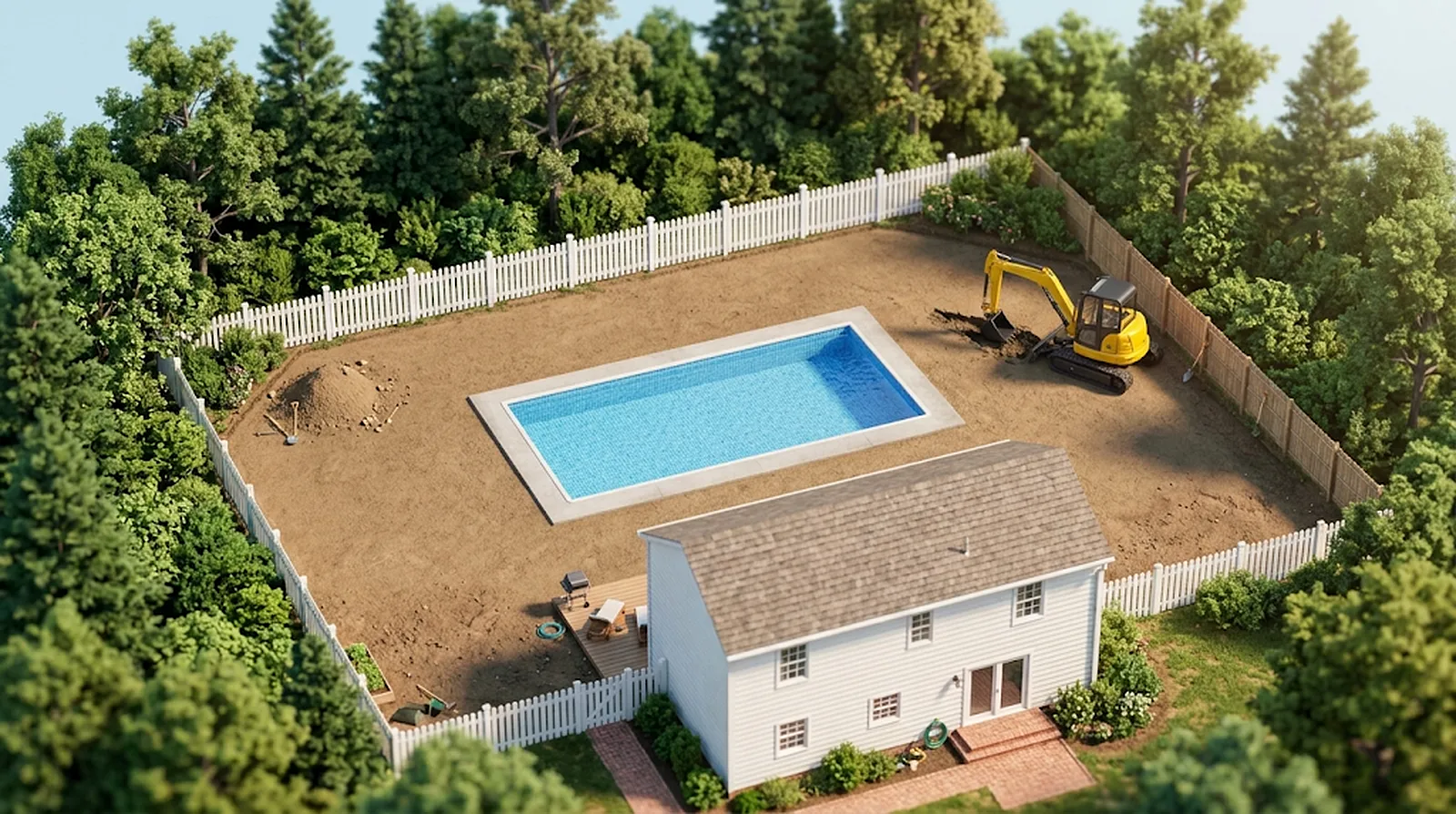 Illustration: the same yard before, graded dirt