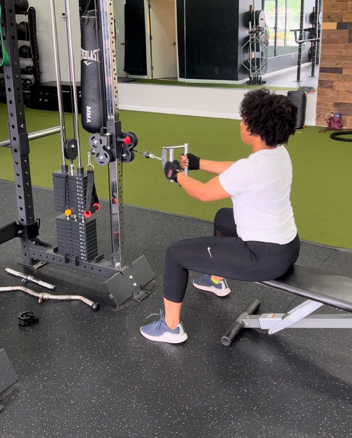Client doing a seated cable row